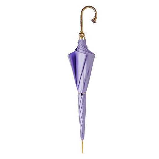 Purple Flowered Umbrella with Chic Handle