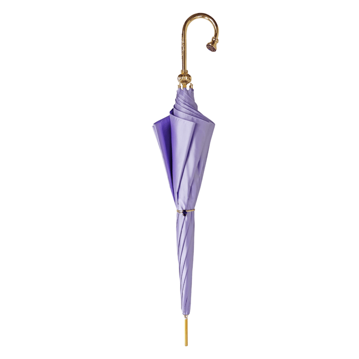 Purple Flowered Umbrella with Chic Handle