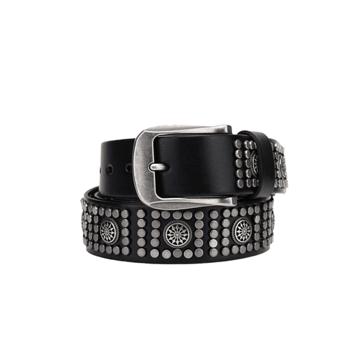 Studded Belt For Men, Silver Buckle, Makan Model