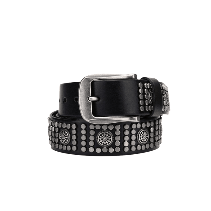 Studded Belt For Men, Silver Buckle, Makan Model