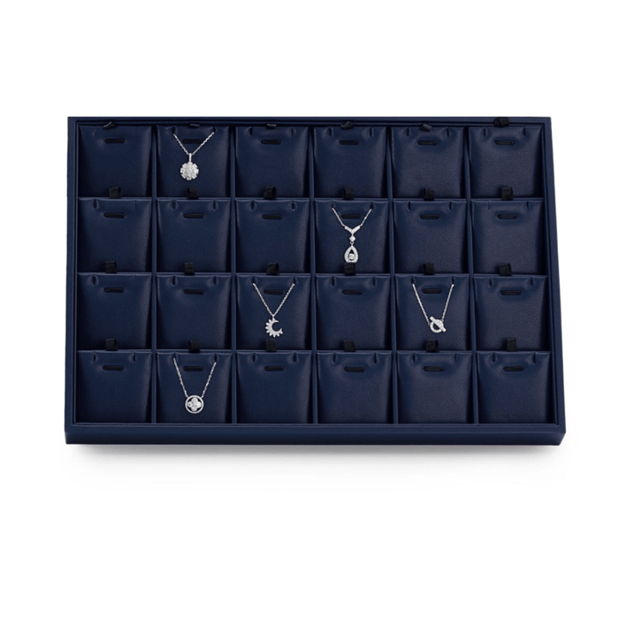 New Blue Stackable PU Leather Jewelry Display Tray