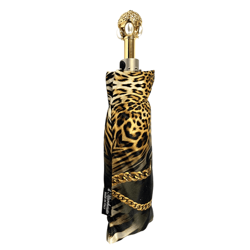 Leopard Print with Chains Folding Umbrella for Women