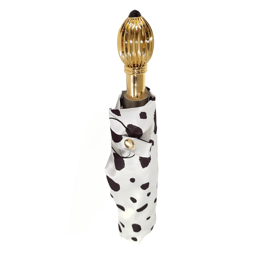 White Elegant Spotted Woman's Folding Umbrella