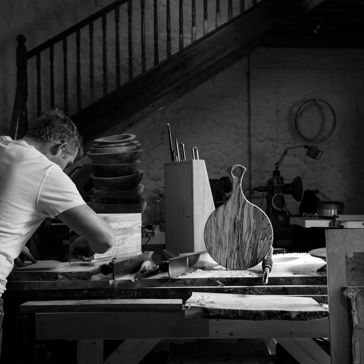 Wooden cheese and serving boards handcrafted