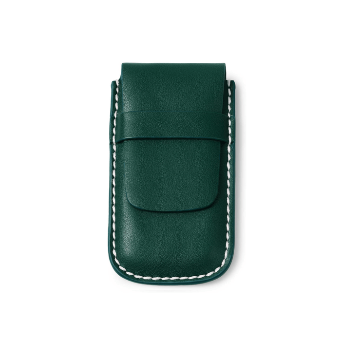 Green Single Slot Leather Flap Watch Pouch