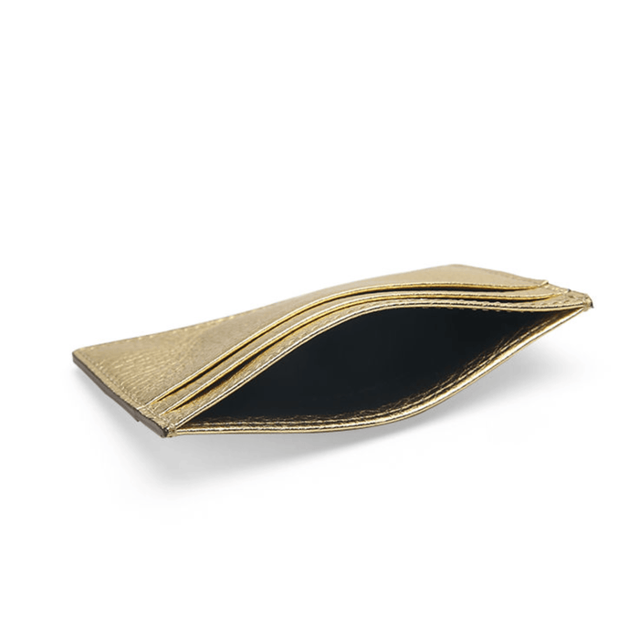Pebble Pattern Gold Leather Card Holder
