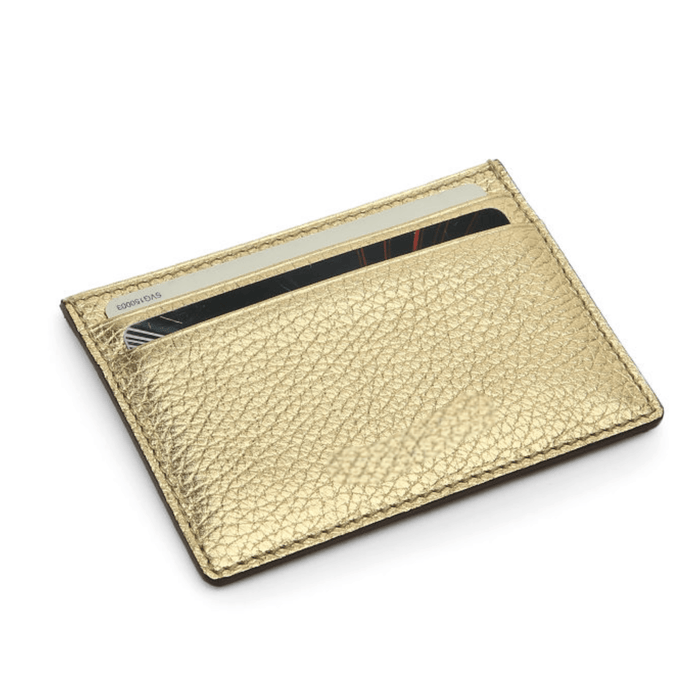 Pebble Pattern Gold Leather Card Holder