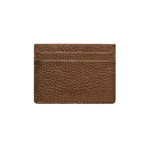Pebble Pattern Dark Gold Leather Card Holder