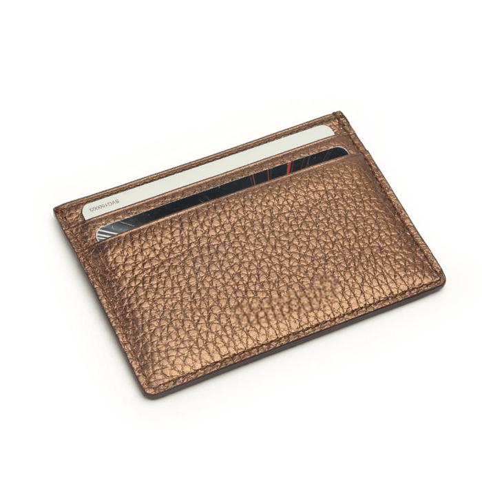 Pebble Pattern Dark Gold Leather Card Holder