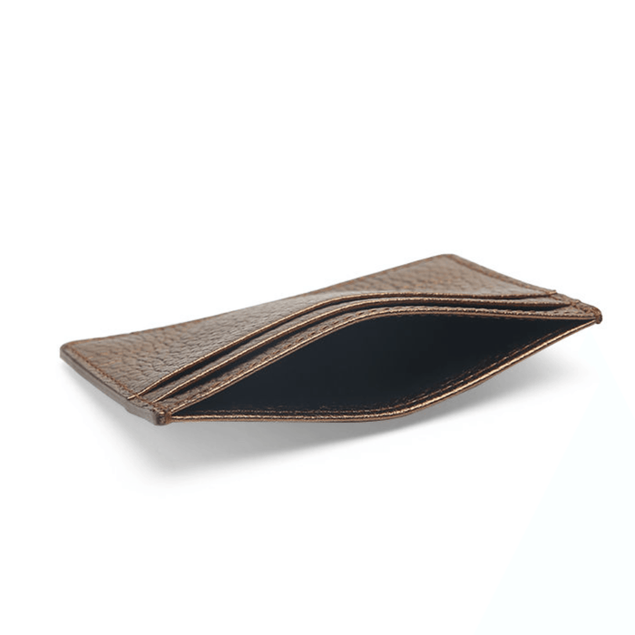 Pebble Pattern Dark Gold Leather Card Holder