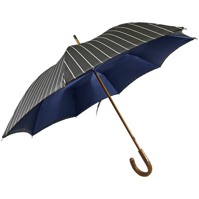 Men's Double Cloth Umbrella with Grey and Blue Stripes