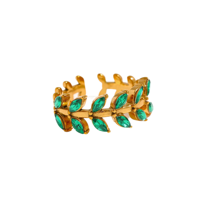 Stylish Floral Design Golden Ring