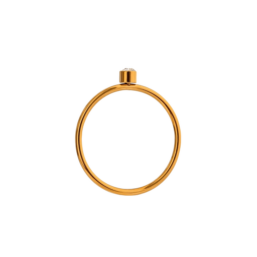 Elegant Small Golden Ring with Crystal