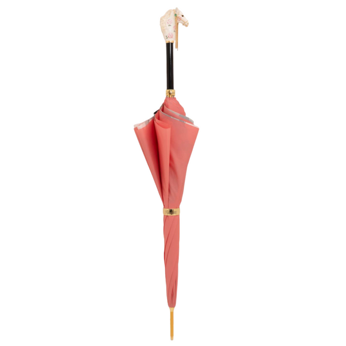 Chic Designer Pink Umbrella with Horse Handle