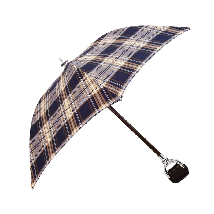 Unique Blue and Beige Handcrafted Leather Seat Umbrella