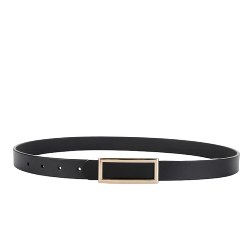 Elegant Genuine Leather Belt with Metal Buckle for Women