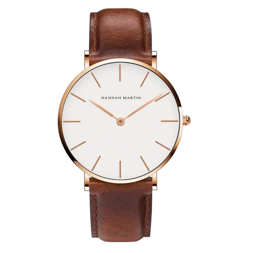 NEXORA® Elegant Silver Brown Leather Watch