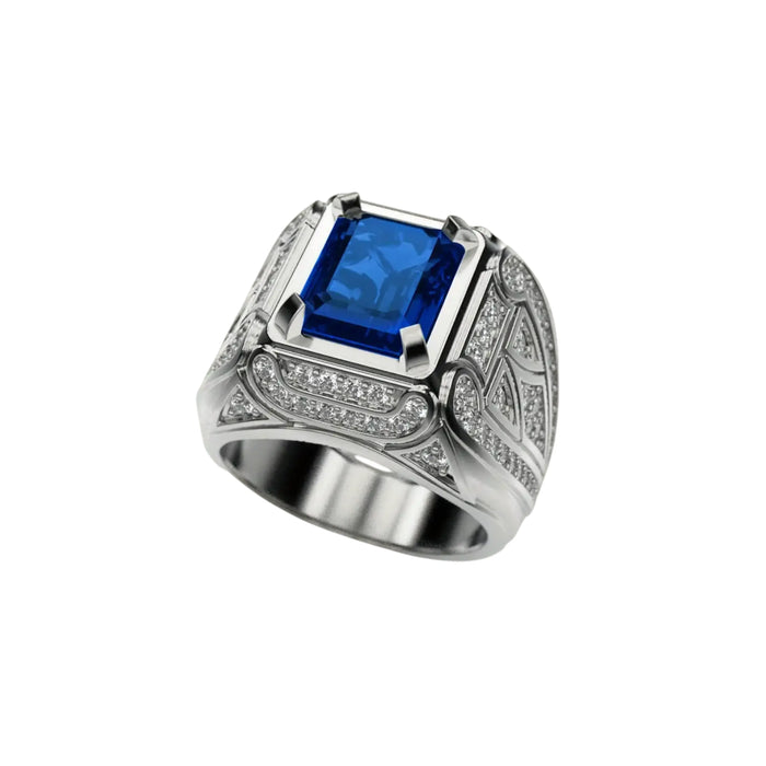 Luxury Retro Ring with Synthetic Sapphire – Stylish Accessory