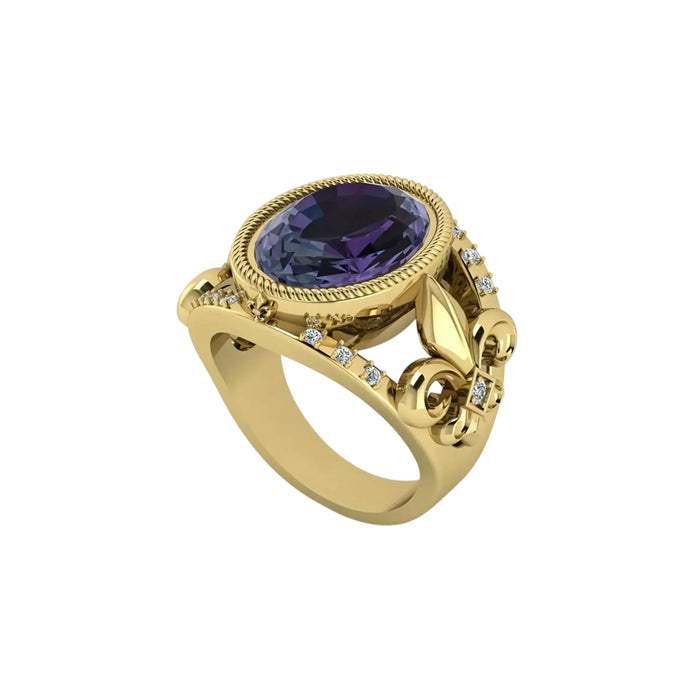 Sparkling Purple Cubic Zirconia Ring – Golden Hollow Retro Finger Jewelry