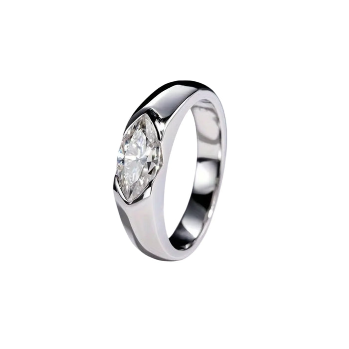 925 Sterling Silver 1 Carat Marquise Cut Moissanite Couple Ring