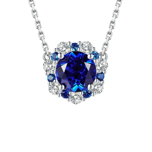 Synthetic Sapphire Pendant Necklace – Elegant Women's Collarbone Chain