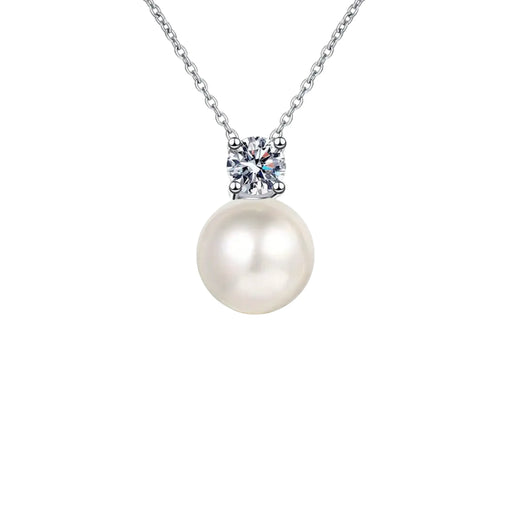 Elegant 0.5 Carat Moissanite and Pearl Necklace – 925 Sterling Silver