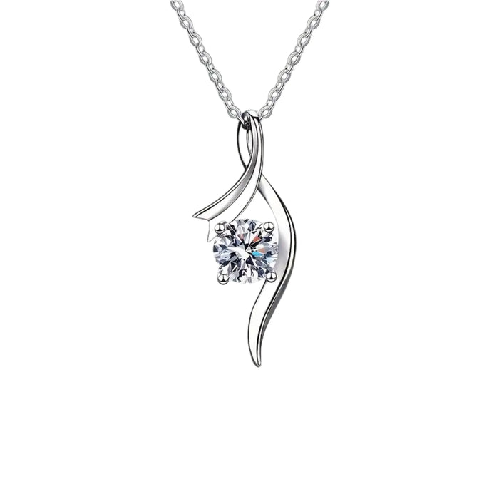 Elegant 1 Carat Moissanite Pendant Necklace – 925 Sterling Silver & 18K Gold Plated