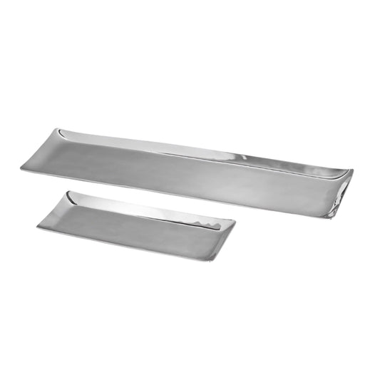 Modern Hammered Metal Tray Set – Stainless Steel, 2 Sizes