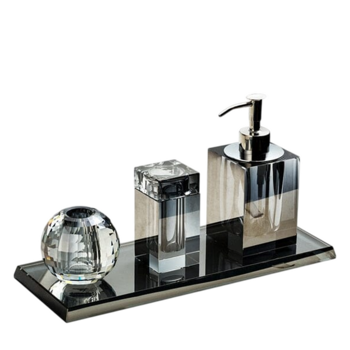 Crystal Glass Bathroom Accessories Set – Elegant 4-Piece