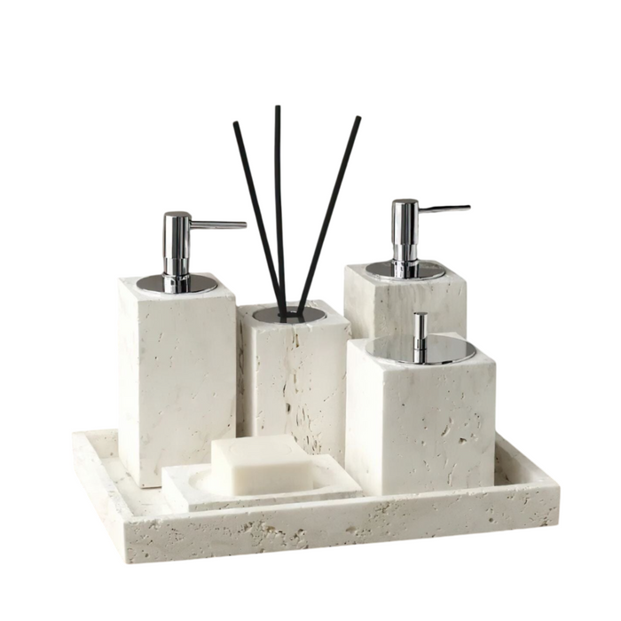 Travertine Bathroom Accessories Set – Natural Elegance