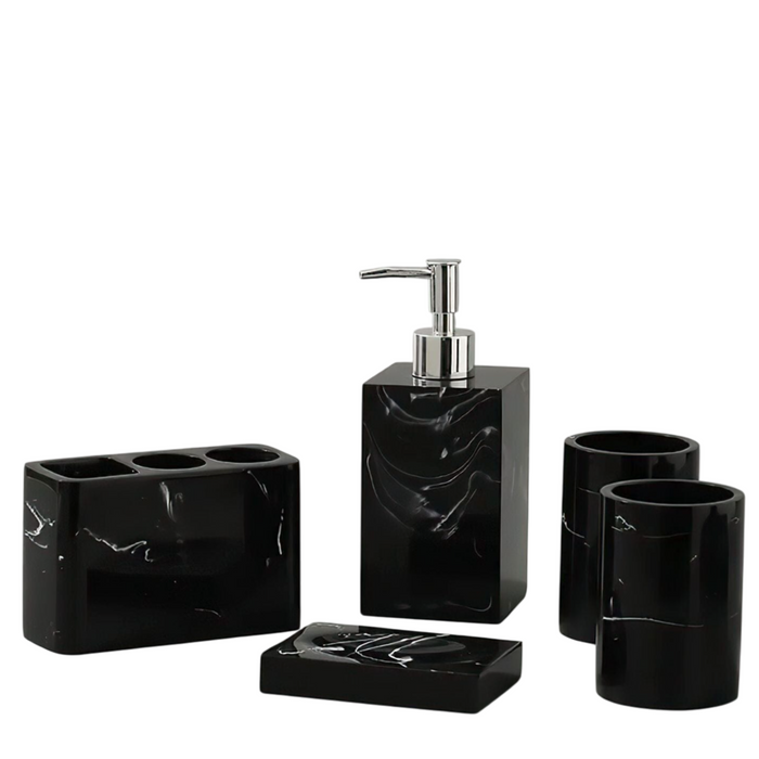 Black Marble Bathroom Set – Elegant White Veins