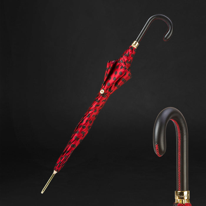 Red & Black Polka Dot Chic Designer Umbrella