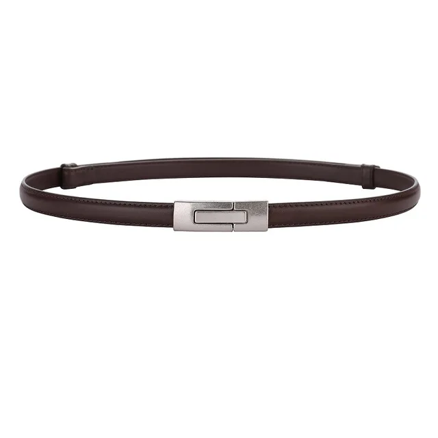Elegant Skinny Patent Genuine Leather Slim Belt for Dress