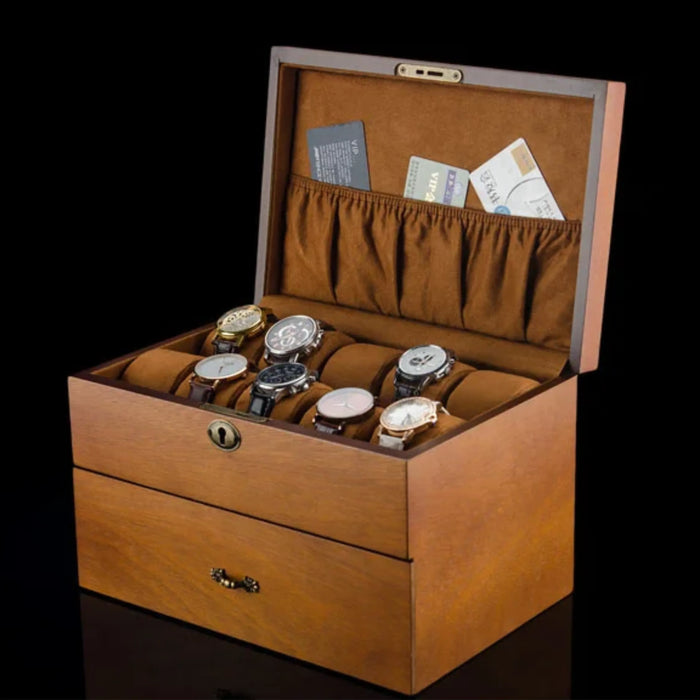 Vintage Ash Wood Watch Box With Pocket 20 Slots