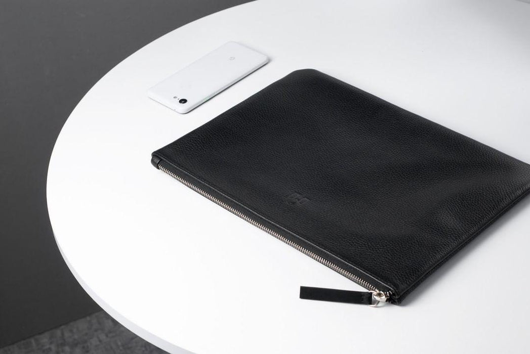 Leather Laptop Sleeve MacBook, Black - Minimalist Style