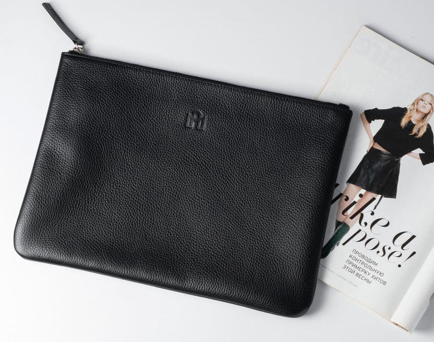 Leather Laptop Sleeve MacBook, Black - Minimalist Style