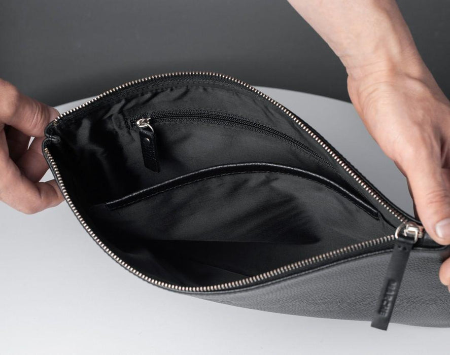 Leather Laptop Sleeve MacBook, Black - Minimalist Style