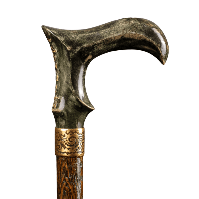 Green Elk Horn Antique Walking Stick - Rare Green Elk Stick