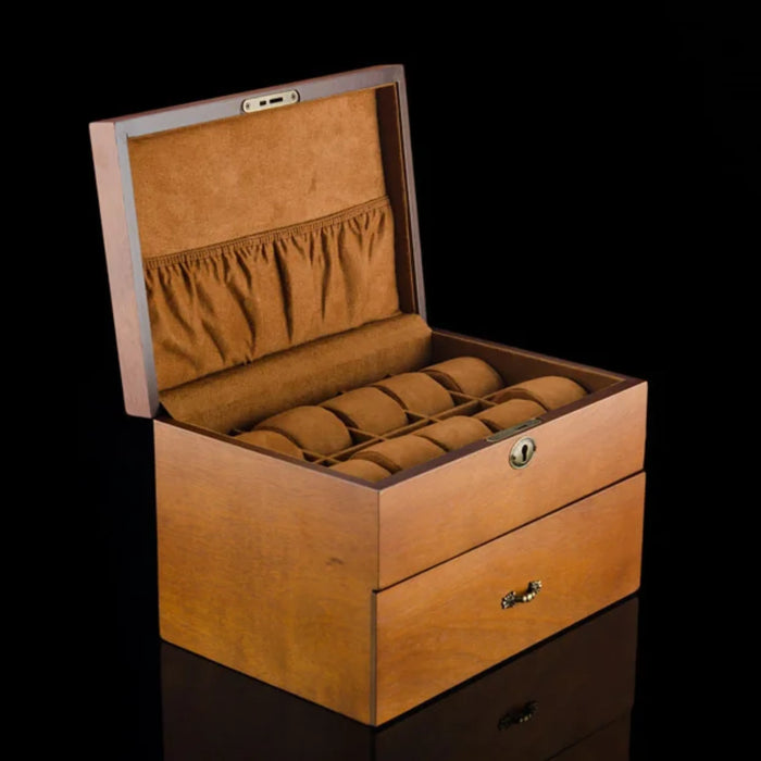 Vintage Ash Wood Watch Box With Pocket 20 Slots