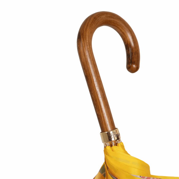 Luxury Women Yellow Umbrella Tropical Interior Design with Wooden Handle
