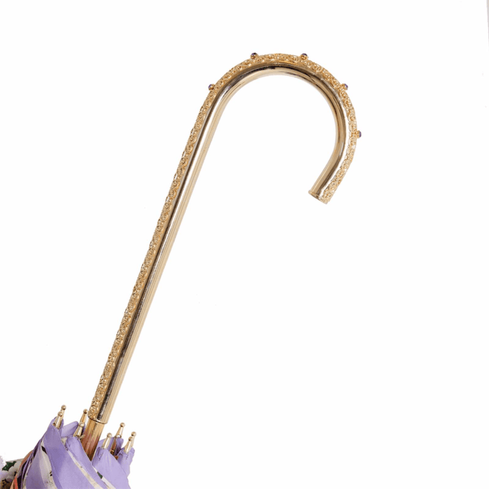 Vintage Umbrella Style, Jeweled Brass Handle Handcrafted
