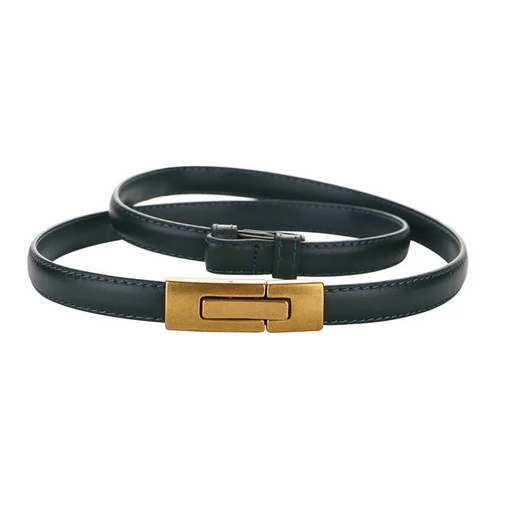 Elegant Skinny Patent Genuine Leather Slim Belt for Dress