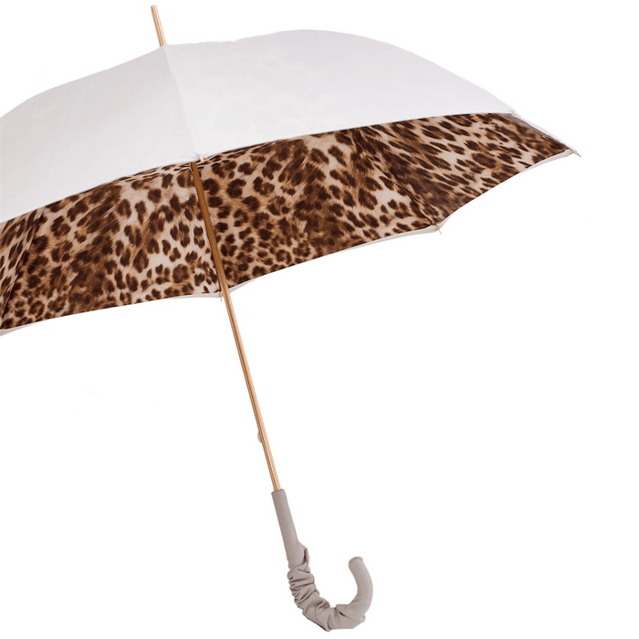 Leopard Print Leather Ruched Ivory Umbrella Luxury