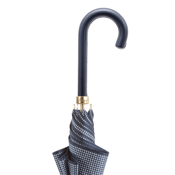 Navy Leather Handle Classic Premium Quality Umbrella