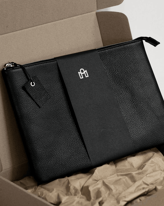 Leather Laptop Sleeve MacBook, Black - Minimalist Style