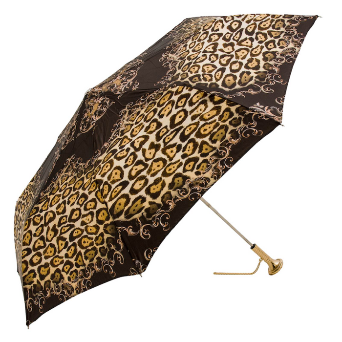 Cheetah Print Folding Umbrella with Designer Handle
