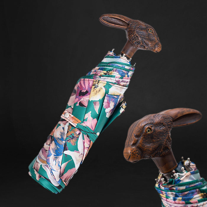 Rabbit Flowered Chic Folding Umbrella Elegant