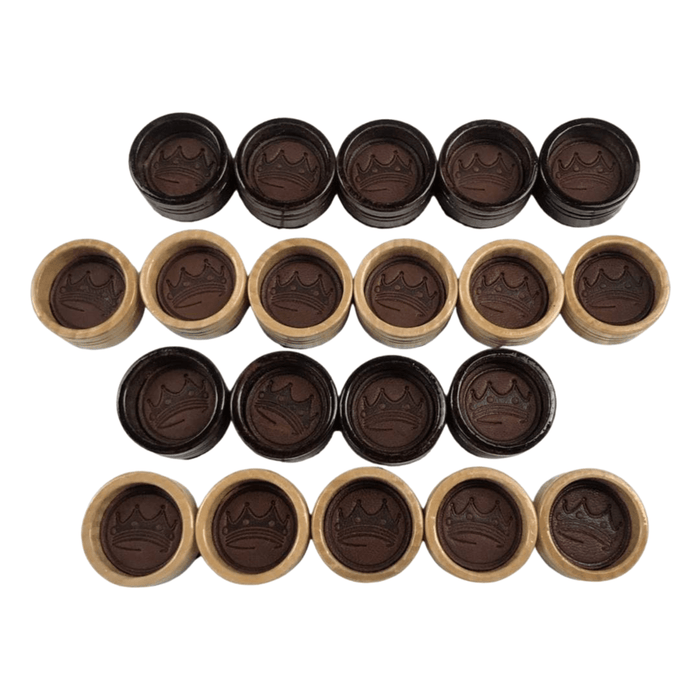 Handcrafted Wooden Checkers and Backgammon Pieces Set