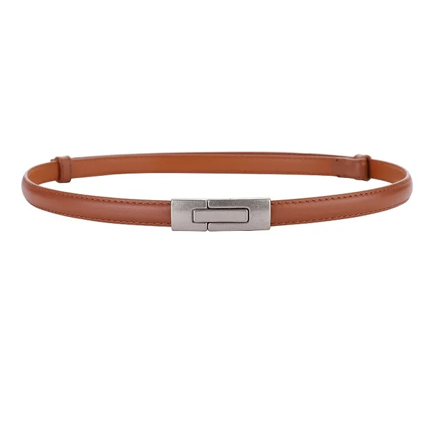 Elegant Skinny Patent Genuine Leather Slim Belt for Dress