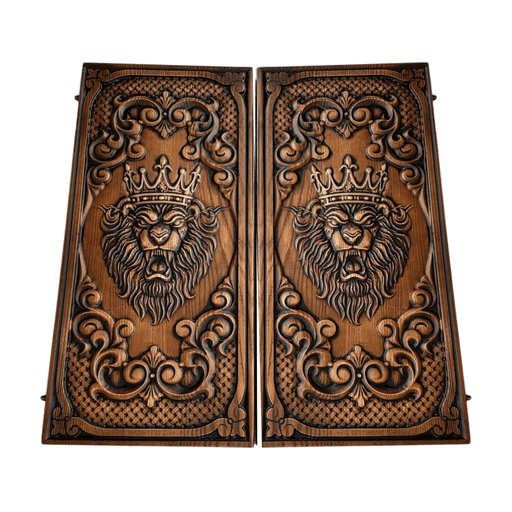 Wooden Backgammon "King Lion", Travel Backgammon Set, Handmade Set